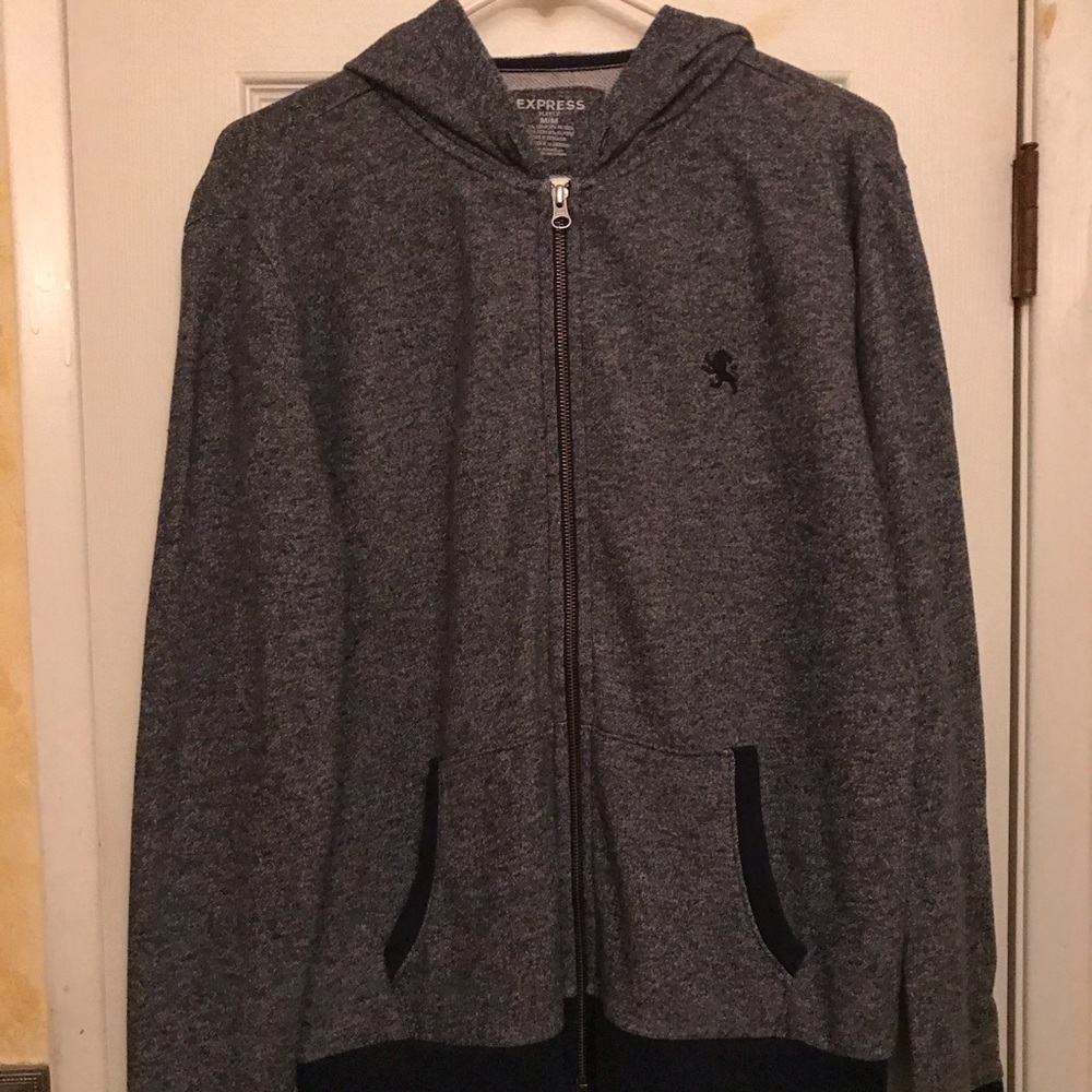 EXPRESS Gray Fleece Long Sleeve Front Zip Jacket